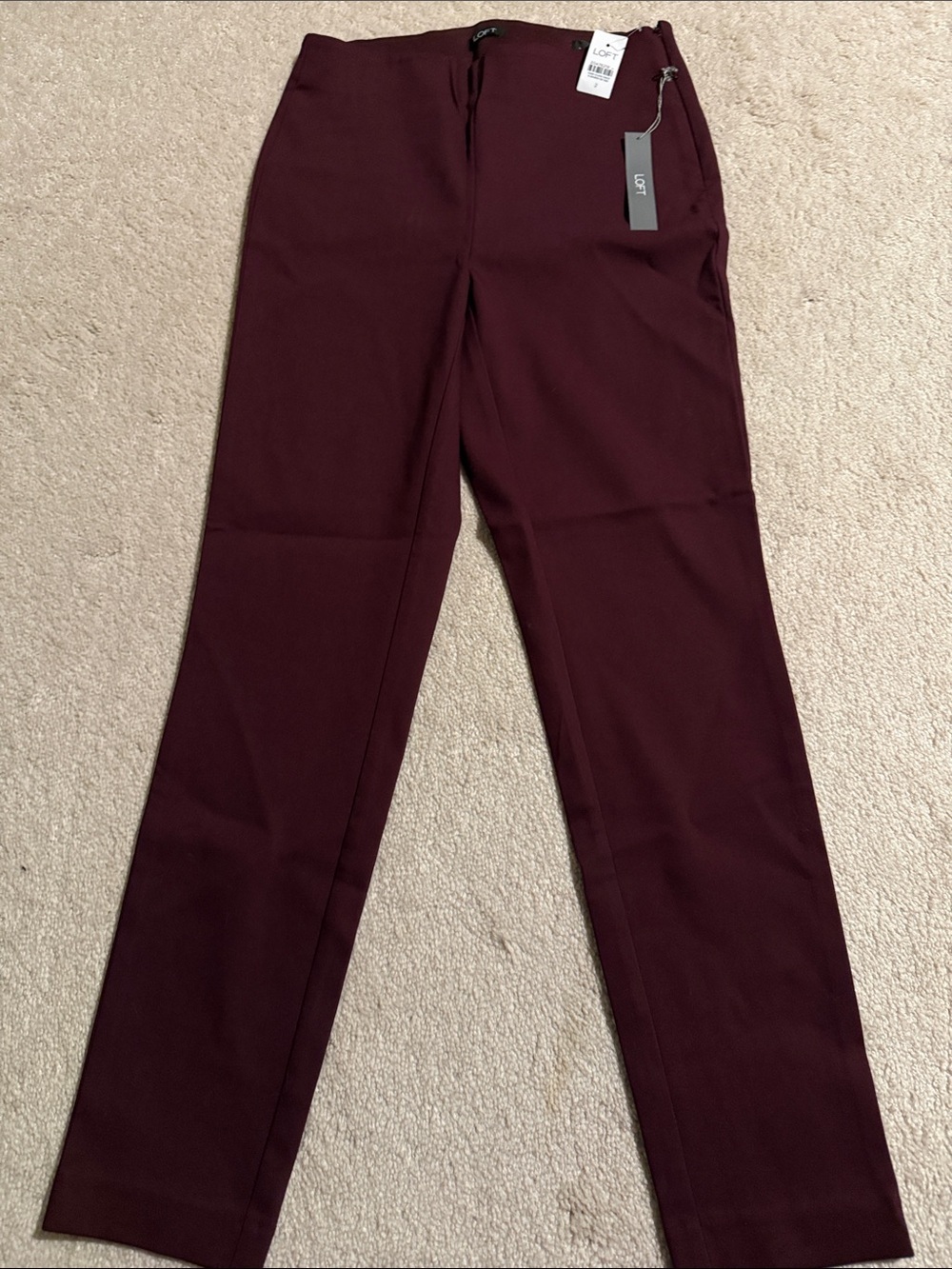 LOFT Women's High Waist Slim Skinny Pants in Burgundy